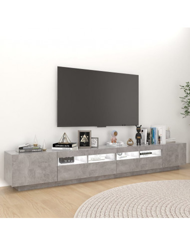 Mobile Porta TV con Luci LED Grigio Cemento 260x35x40 cm