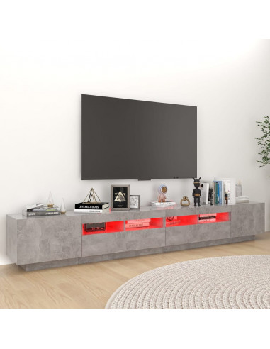 Mobile Porta TV con Luci LED Grigio Cemento 260x35x40 cm