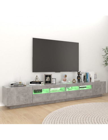 Mobile Porta TV con Luci LED Grigio Cemento 260x35x40 cm