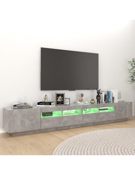 Mobile Porta TV con Luci LED Grigio Cemento 260x35x40 cm