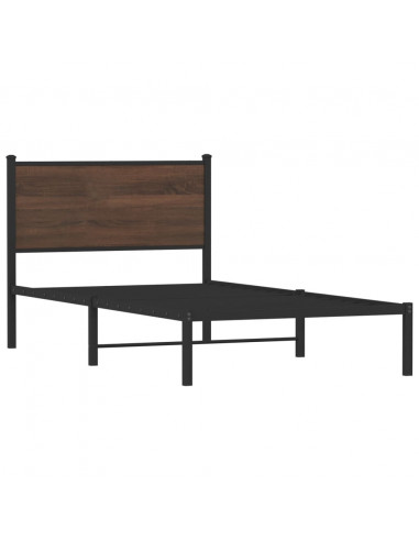 Giroletto con Testiera in Metallo Rovere Marrone 107x203 cm