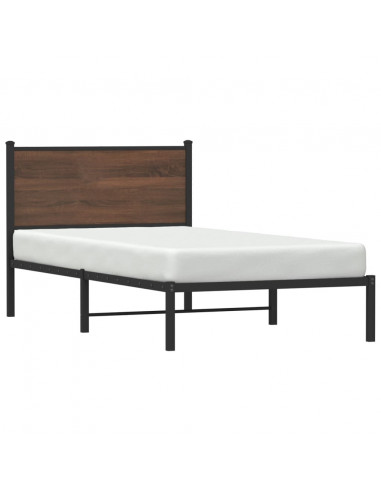 Giroletto con Testiera in Metallo Rovere Marrone 107x203 cm