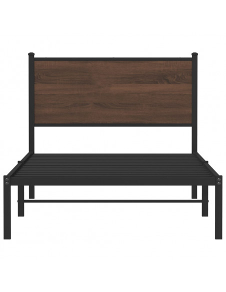 Giroletto con Testiera in Metallo Rovere Marrone 107x203 cm