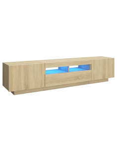 Mobile Porta TV con Luci LED Rovere Sonoma 180x35x40 cm 2