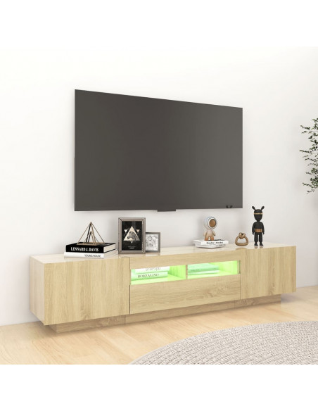 Mobile Porta TV con Luci LED Rovere Sonoma 180x35x40 cm