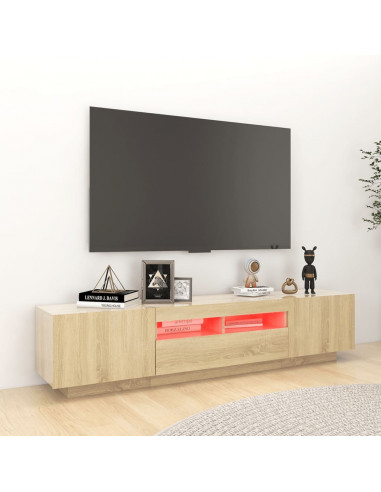 Mobile Porta TV con Luci LED Rovere Sonoma 180x35x40 cm