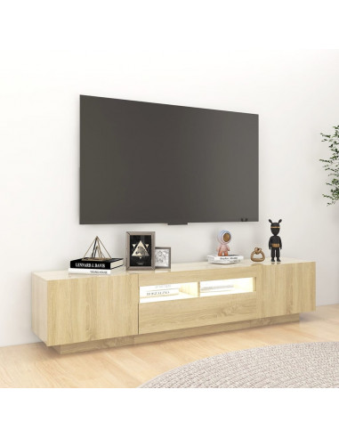 Mobile Porta TV con Luci LED Rovere Sonoma 180x35x40 cm