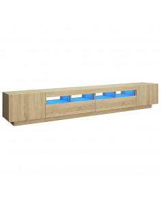 Mobile Porta TV con Luci LED Rovere Sonoma 260x35x40 cm 2