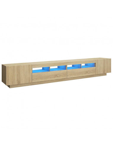 Mobile Porta TV con Luci LED Rovere Sonoma 260x35x40 cm