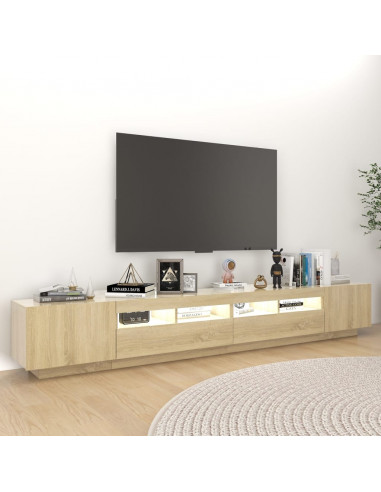 Mobile Porta TV con Luci LED Rovere Sonoma 260x35x40 cm