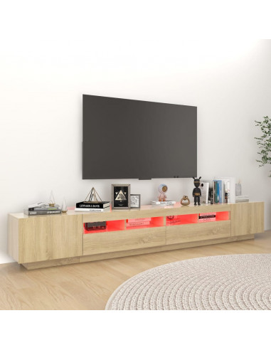 Mobile Porta TV con Luci LED Rovere Sonoma 260x35x40 cm