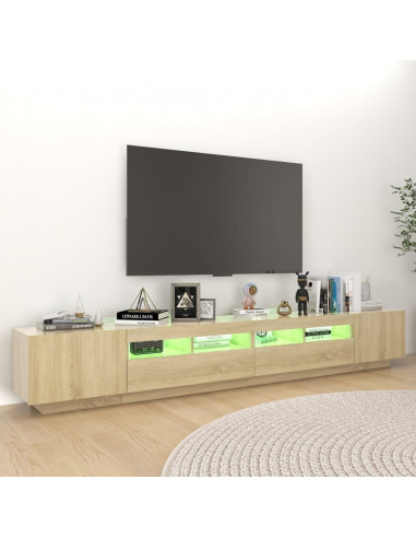 Mobile Porta TV con Luci LED Rovere Sonoma 260x35x40 cm