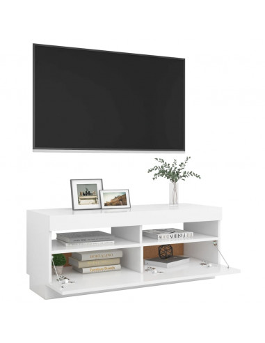 Mobile Porta TV con Luci LED Bianco 100x35x40 cm