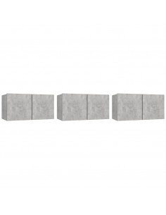 Mobili Porta TV Pensili 3pz Grigio Cemento 60x30x30 cm 2