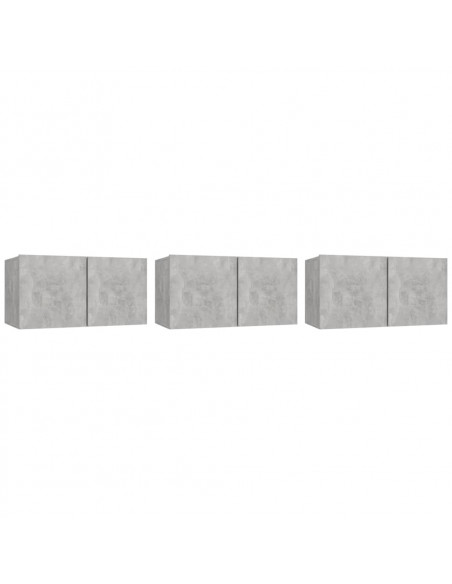 Mobili Porta TV Pensili 3pz Grigio Cemento 60x30x30 cm
