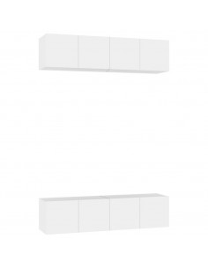 Mobili Porta TV 4 pz Bianchi 60x30x30 cm in Legno Multistrato 2