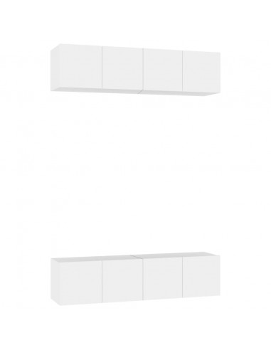 Mobili Porta TV 4 pz Bianchi 60x30x30 cm in Legno Multistrato