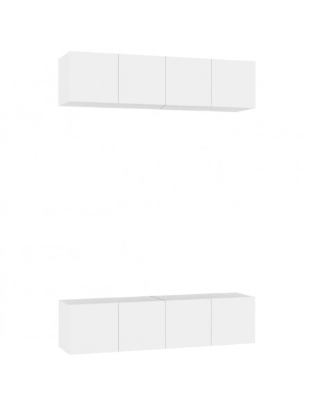 Mobili Porta TV 4 pz Bianchi 60x30x30 cm in Legno Multistrato