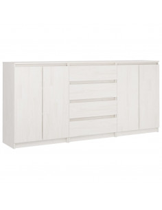 Credenze 3 pz in Legno Massello di Pino Bianco 2