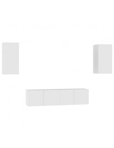 Set Mobili Porta TV 4 pz Bianco in Legno Multistrato