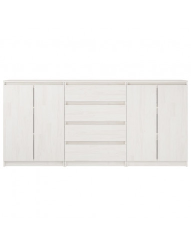 Credenze 3 pz in Legno Massello di Pino Bianco