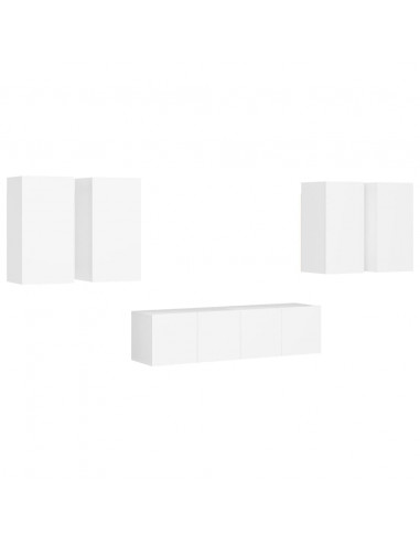 Set di Mobili Porta TV 6 pz Bianco in Legno Multistrato