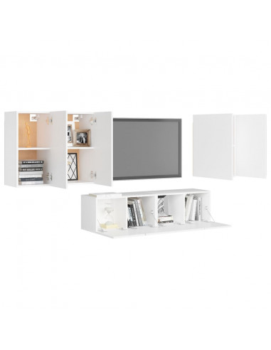 Set di Mobili Porta TV 6 pz Bianco in Legno Multistrato