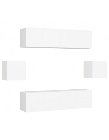 Set Mobili Porta TV 6 pz Bianco in Legno Multistrato