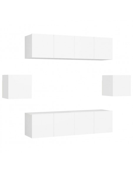 Set Mobili Porta TV 6 pz Bianco in Legno Multistrato