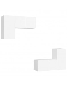 Set Mobili Porta TV 4 pz Bianco in Legno Multistrato 2