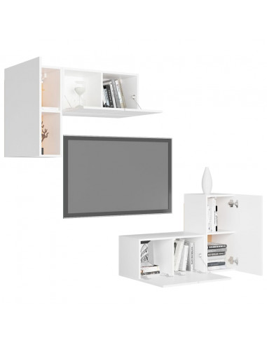Set Mobili Porta TV 4 pz Bianco in Legno Multistrato