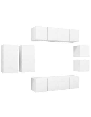 Set Mobili Porta TV 8 pz Bianco in Legno Multistrato