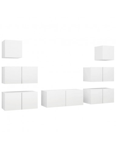 Set Mobili Porta TV 7 pz Bianco in Legno Multistrato