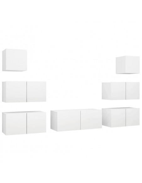 Set Mobili Porta TV 7 pz Bianco in Legno Multistrato