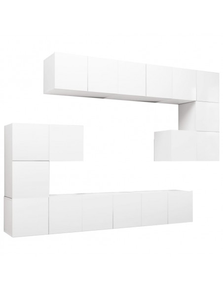 Set Mobili Porta TV 10 pz Bianco in Legno Multistrato