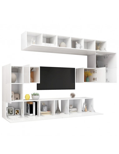 Set Mobili Porta TV 10 pz Bianco in Legno Multistrato