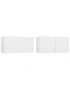 Mobili Porta TV Pensili 2pz Bianchi 60x30x30 cm 2