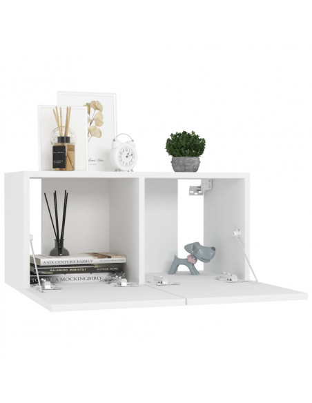 Mobili Porta TV Pensili 2pz Bianchi 60x30x30 cm