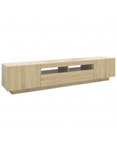 Mobile Porta TV con Luci LED Rovere Sonoma 200x35x40 cm 2