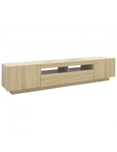 Mobile Porta TV con Luci LED Rovere Sonoma 200x35x40 cm