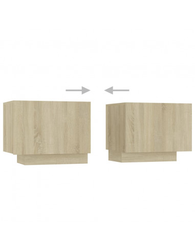 Mobile Porta TV con Luci LED Rovere Sonoma 200x35x40 cm