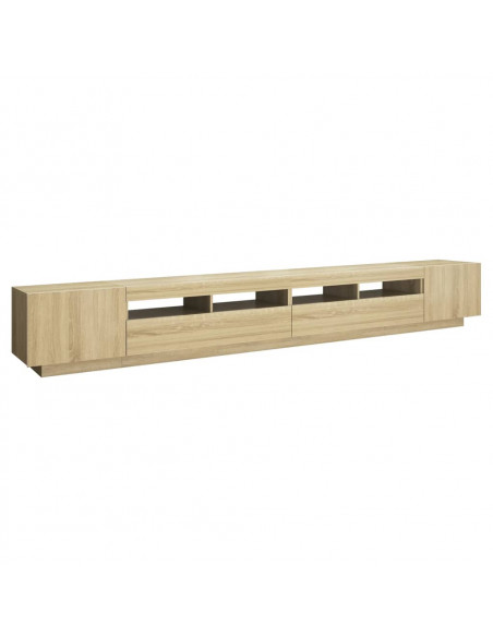 Mobile Porta TV con Luci LED Rovere Sonoma 300x35x40 cm