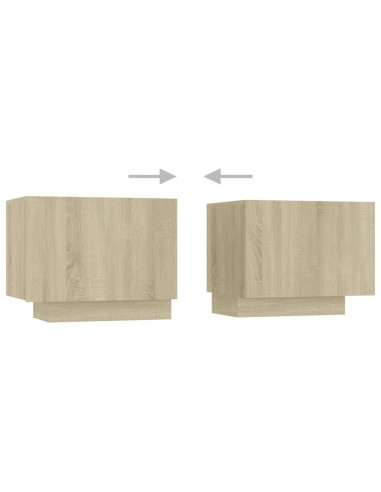 Mobile Porta TV con Luci LED Rovere Sonoma 300x35x40 cm