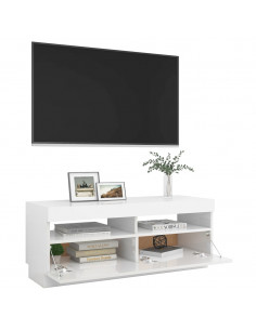 Mobile Porta TV con Luci LED Bianco Lucido 100x35x40 cm 2