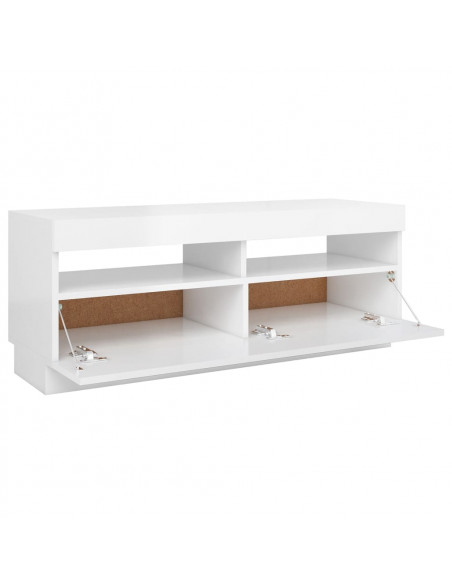 Mobile Porta TV con Luci LED Bianco Lucido 100x35x40 cm