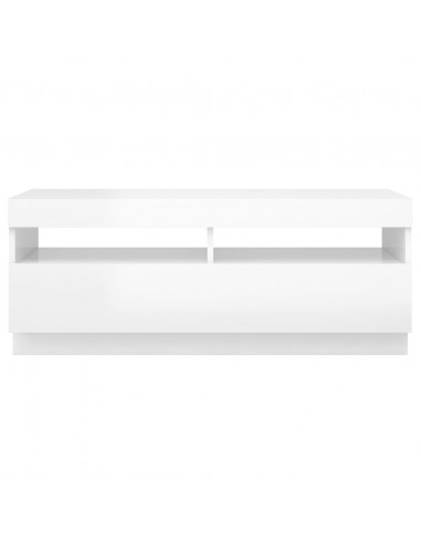 Mobile Porta TV con Luci LED Bianco Lucido 100x35x40 cm