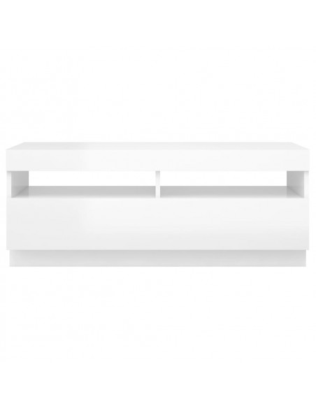 Mobile Porta TV con Luci LED Bianco Lucido 100x35x40 cm