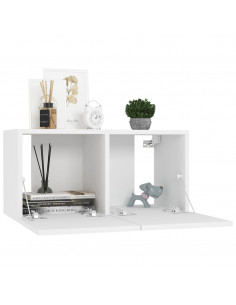 Mobili Porta TV Pensili 3pz Bianchi 60x30x30 cm 2