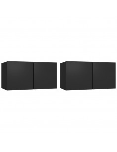 Mobili Porta TV Pensili 2pz Neri 60x30x30 cm 2