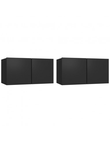 Mobili Porta TV Pensili 2pz Neri 60x30x30 cm